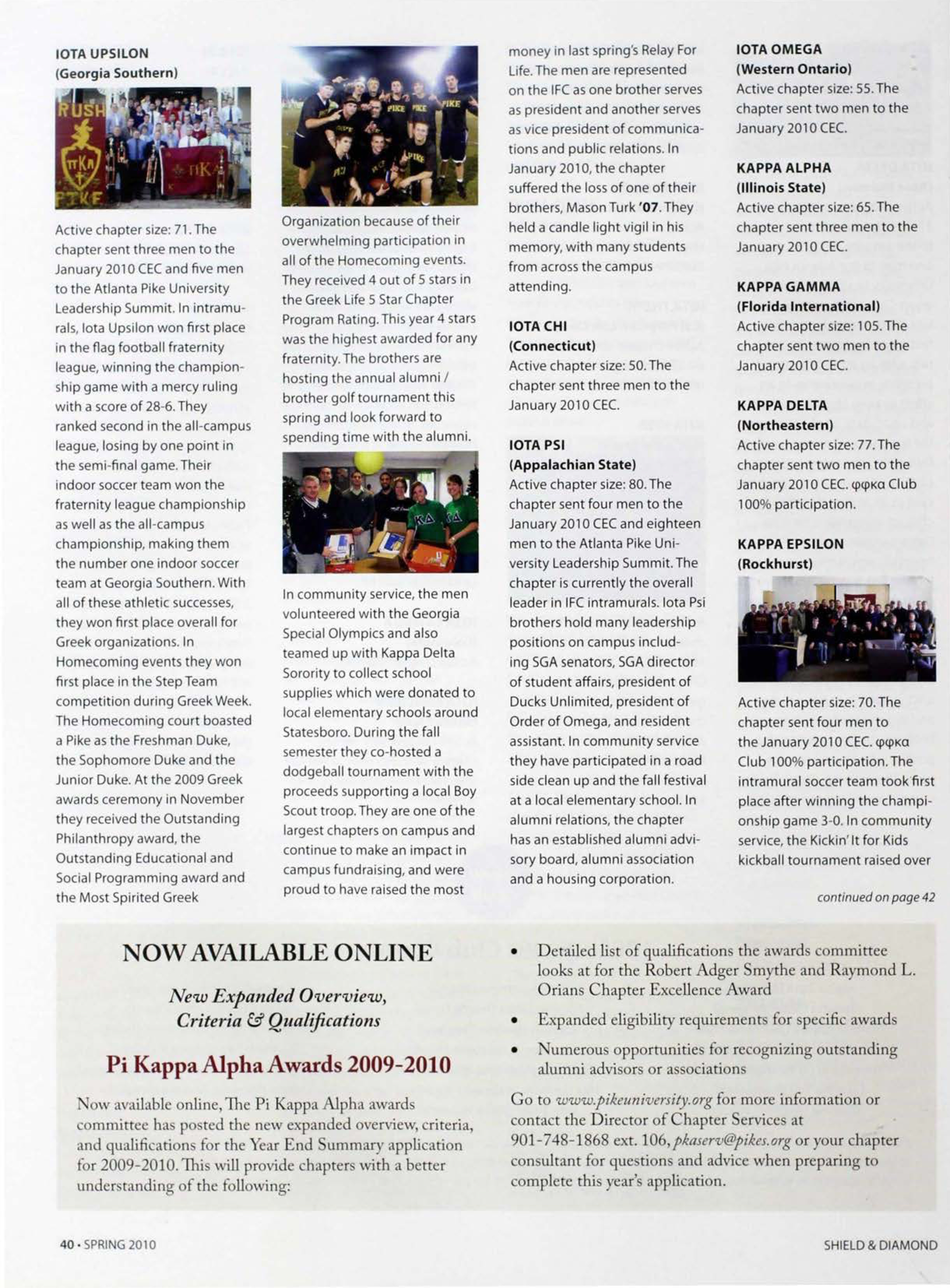 Now Available Online Pi Kappa Alpha Awards 2009-2010